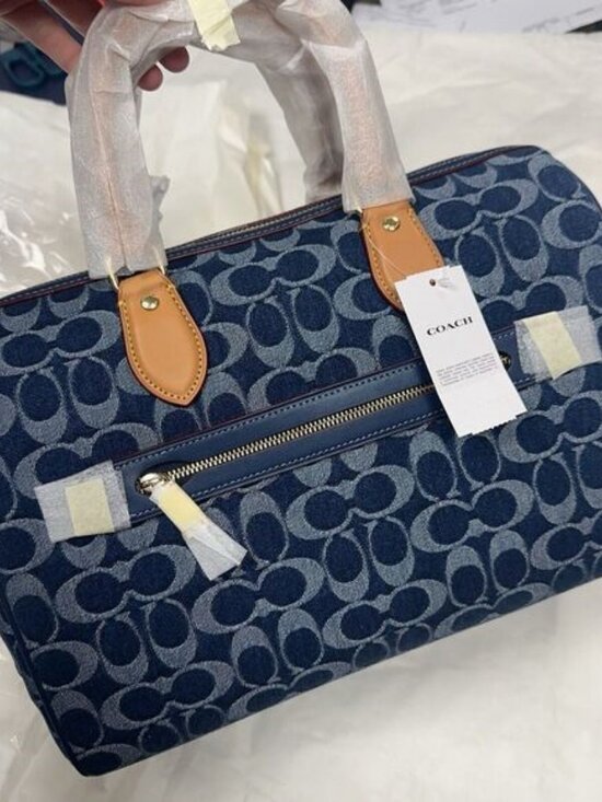 💙Coach Rowan Large Satchel Bag In Signature Denim Canvas CY699 NWT original Pac - Picture 5 of 9